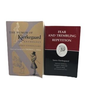 Vintage Lot of 2 Soren Kierkegaard Paperback Books Fear Humor Wisdom Philosophy